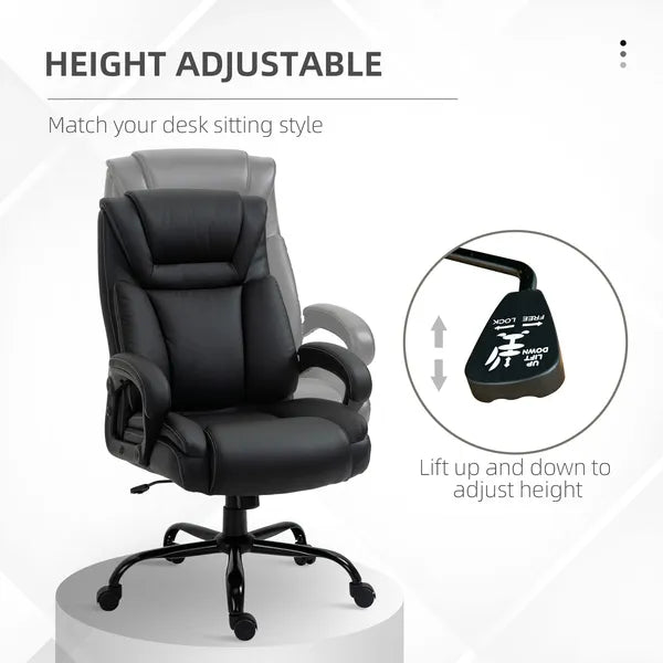 Executive Office Chair Big and Tall 400lbs Wide Seat High Back PU Leather Black - product image 5