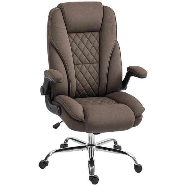 HOMCOM Executive Office Chair, Desk Chair with Flip-up Armrest, Diamond Fabric Computer Chair for Home Office, Dark Brown - product image 11