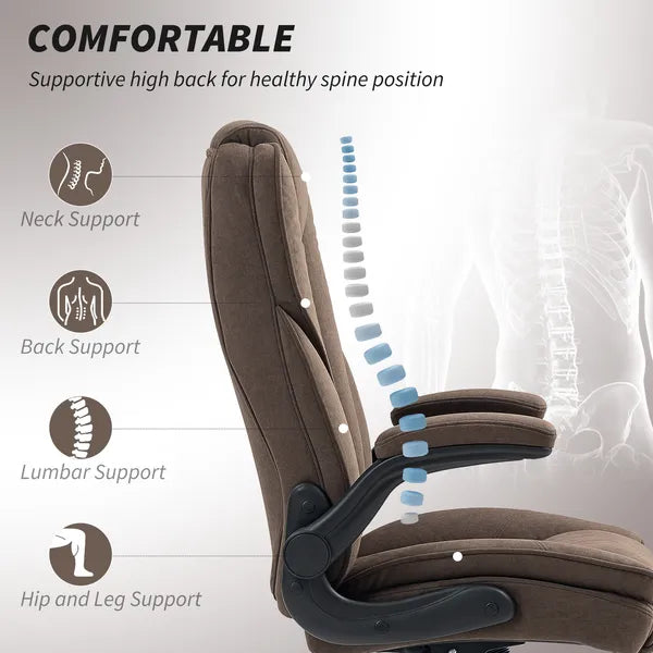 HOMCOM Executive Office Chair, Desk Chair with Flip-up Armrest, Diamond Fabric Computer Chair for Home Office, Dark Brown - product image 4