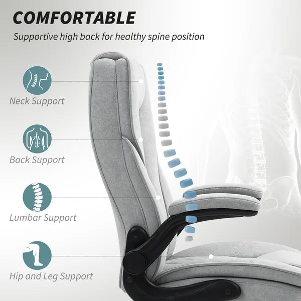 Executive Office Chair, Desk Chair with Flip-up Armrest, Diamond Fabric Computer Chair for Home Office, Gray - product image 4