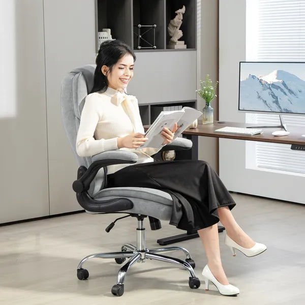 Executive Office Chair, Desk Chair with Flip-up Armrest, Diamond Fabric Computer Chair for Home Office, Gray - product image 2