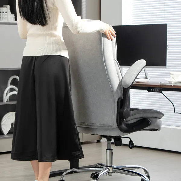 Executive Office Chair, Desk Chair with Flip-up Armrest, Diamond Fabric Computer Chair for Home Office, Gray - product image 8
