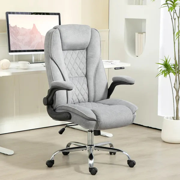 Executive Office Chair, Desk Chair with Flip-up Armrest, Diamond Fabric Computer Chair for Home Office, Gray - product image 10