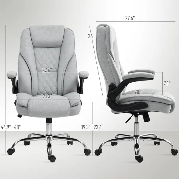 Executive Office Chair, Desk Chair with Flip-up Armrest, Diamond Fabric Computer Chair for Home Office, Gray - product image 3