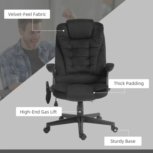 HOMCOM Executive Vibrating Massage Office Chair with Heat, 6 Point, Velvet High Back, Black - product image 9