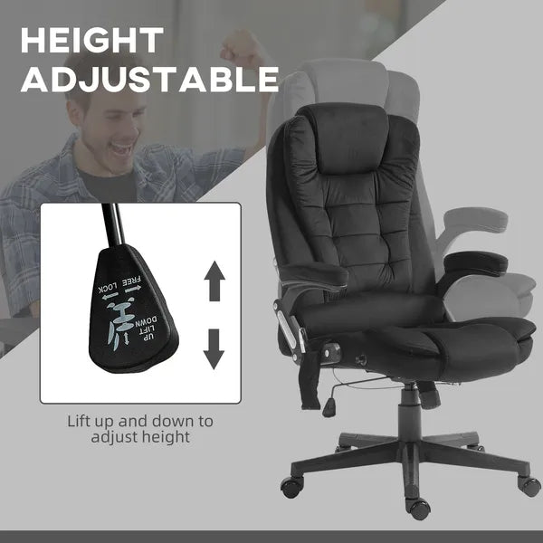 HOMCOM Executive Vibrating Massage Office Chair with Heat, 6 Point, Velvet High Back, Black - product image 4