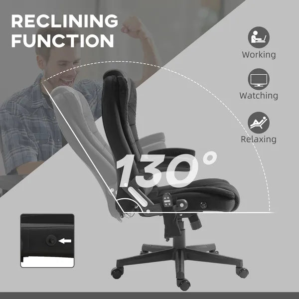 HOMCOM Executive Vibrating Massage Office Chair with Heat, 6 Point, Velvet High Back, Black - product image 6