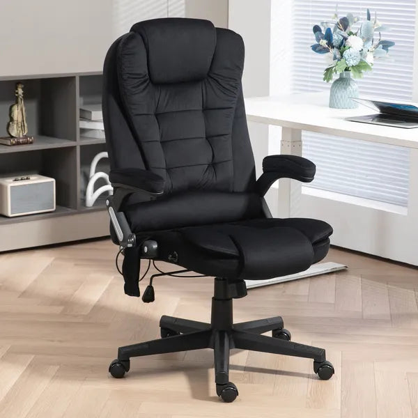 HOMCOM Executive Vibrating Massage Office Chair with Heat, 6 Point, Velvet High Back, Black - product image 2