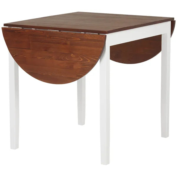 HOMCOM Extendable Round Dining Table with Drop Leaf 55 Inch Brown Top and White Legs - product image 1