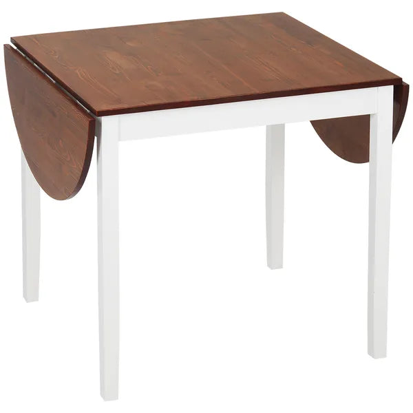 HOMCOM Extendable Round Dining Table with Drop Leaf 55 Inch Brown Top and White Legs - product image 11