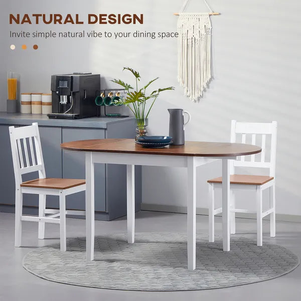 HOMCOM Extendable Round Dining Table with Drop Leaf 55 Inch Brown Top and White Legs - product image 4
