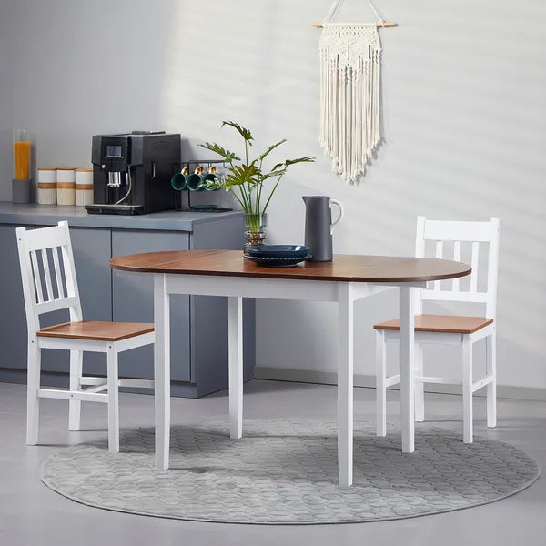 HOMCOM Extendable Round Dining Table with Drop Leaf 55 Inch Brown Top and White Legs - product image 10