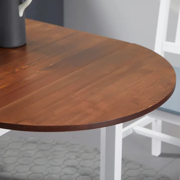 HOMCOM Extendable Round Dining Table with Drop Leaf 55 Inch Brown Top and White Legs - product image 9