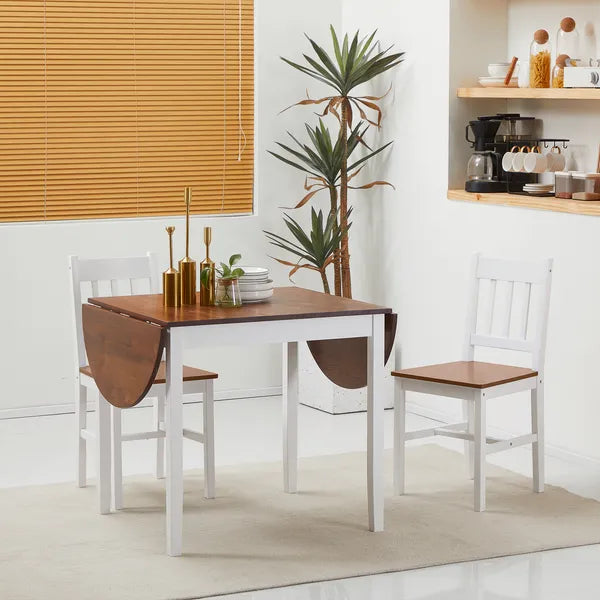 HOMCOM Extendable Round Dining Table with Drop Leaf 55 Inch Brown Top and White Legs - product image 7