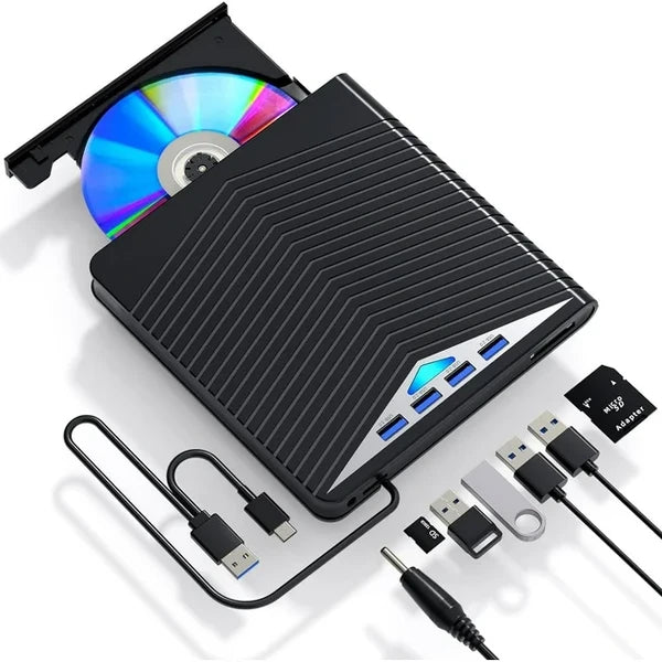 7 in 1 USB 3.0 External CD DVD Drive Burner Reader and USB Hub - product view 7