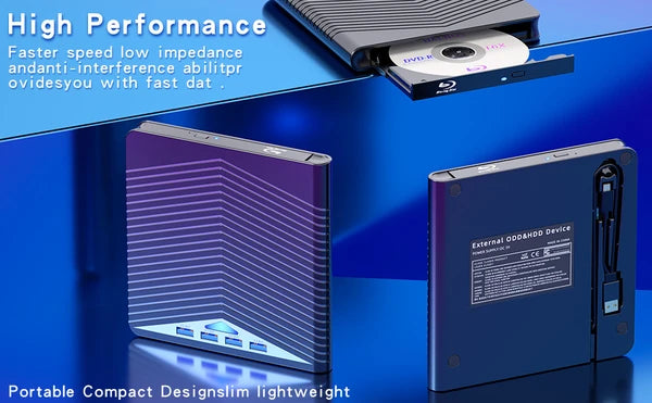 7 in 1 USB 3.0 External CD DVD Drive Burner Reader and USB Hub - product view 6