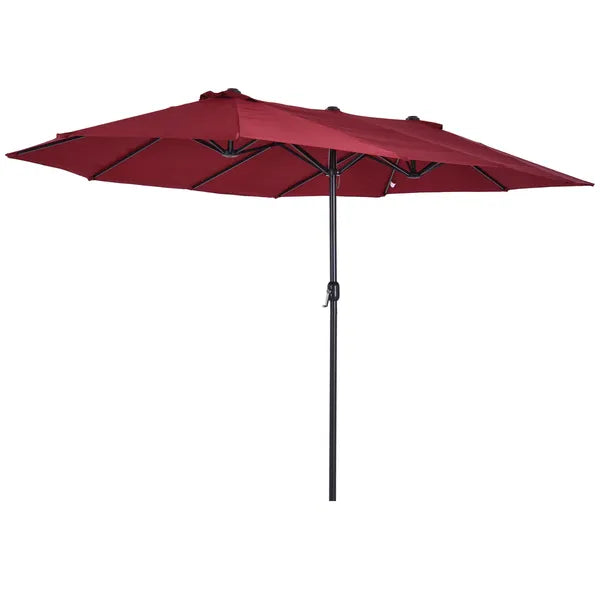 Outsunny Extra Large 15 Ft Patio Umbrella, Double-Sided Outdoor Market Umbrella with Crank Handle for Deck, Lawn, Backyard and Pool, Wine Red - product image 11