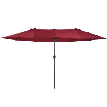 Outsunny Extra Large 15 Ft Patio Umbrella, Double-Sided Outdoor Market Umbrella with Crank Handle for Deck, Lawn, Backyard and Pool, Wine Red - product image 1