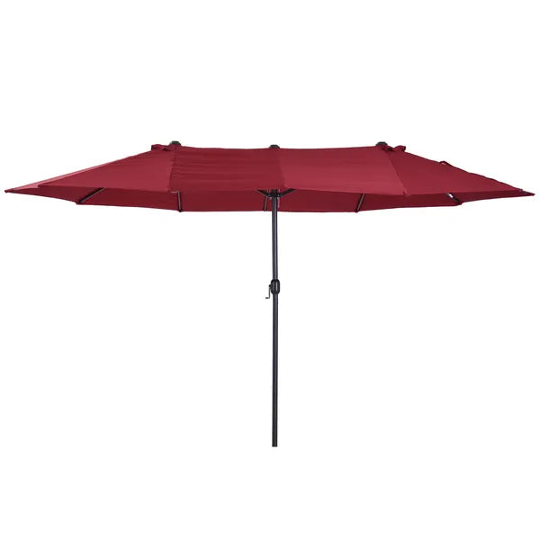 Outsunny Extra Large 15 Ft Patio Umbrella, Double-Sided Outdoor Market Umbrella with Crank Handle for Deck, Lawn, Backyard and Pool, Wine Red - product image 1