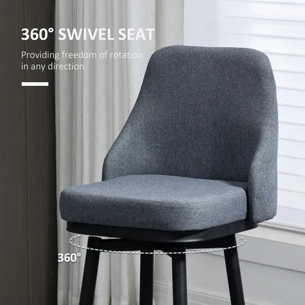 Extra Tall Bar Stools Set of 2 Modern 360 Swivel Dining Room Chairs Steel Legs Dark Gray - product image 5