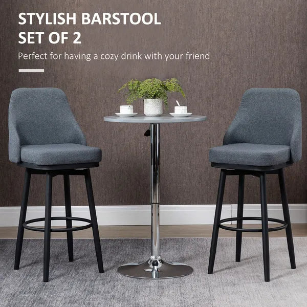 Extra Tall Bar Stools Set of 2 Modern 360 Swivel Dining Room Chairs Steel Legs Dark Gray - product image 4