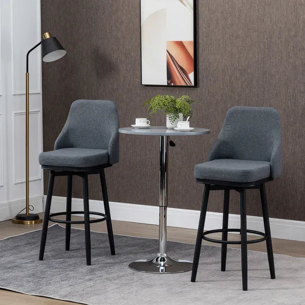 Extra Tall Bar Stools Set of 2 Modern 360 Swivel Dining Room Chairs Steel Legs Dark Gray - product image 10
