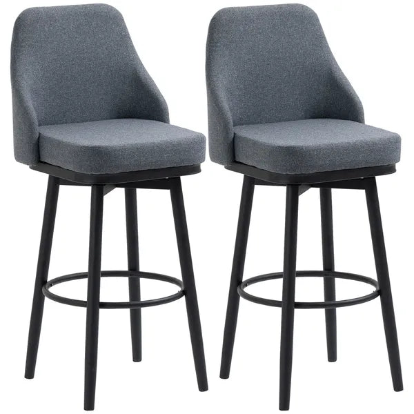 Extra Tall Bar Stools Set of 2 Modern 360 Swivel Dining Room Chairs Steel Legs Dark Gray - product image 11