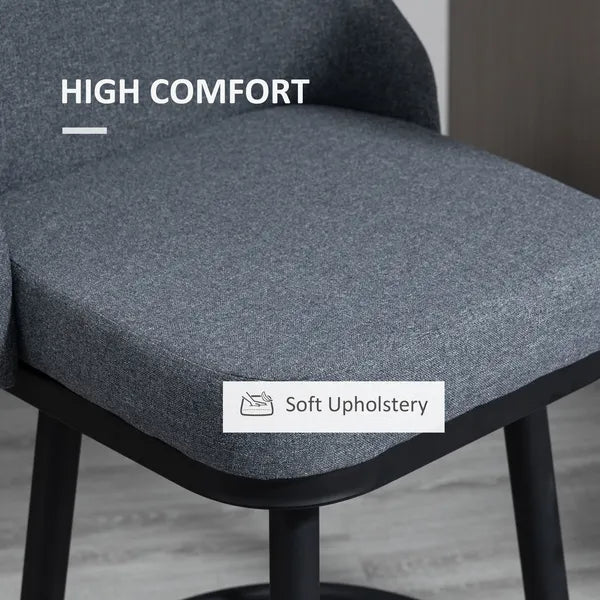 Extra Tall Bar Stools Set of 2 Modern 360 Swivel Dining Room Chairs Steel Legs Dark Gray - product image 7