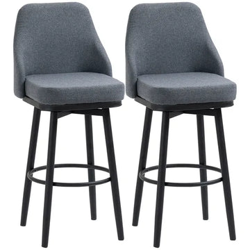 Extra Tall Bar Stools Set of 2 Modern 360 Swivel Dining Room Chairs Steel Legs Dark Gray - product image 1