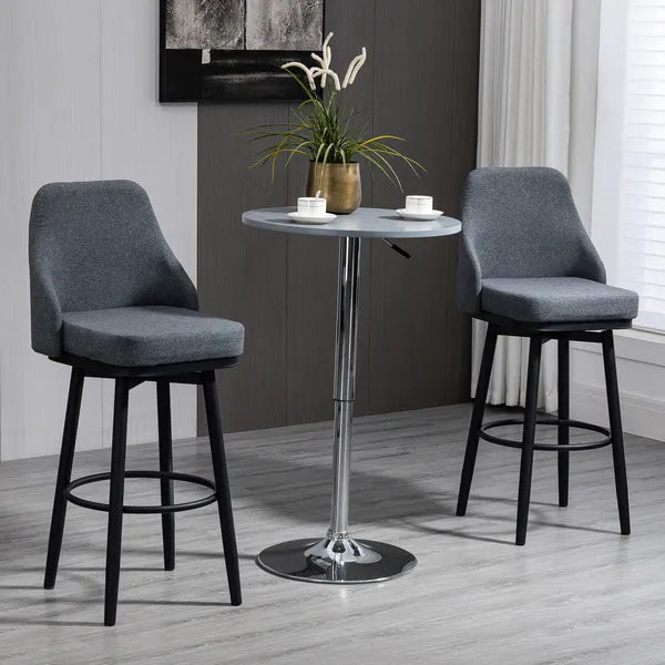 Extra Tall Bar Stools Set of 2 Modern 360 Swivel Dining Room Chairs Steel Legs Dark Gray - product image 2