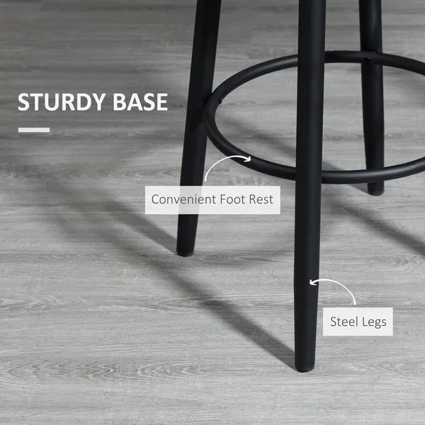 Extra Tall Bar Stools Set of 2 Modern 360 Swivel Dining Room Chairs Steel Legs Dark Gray - product image 6