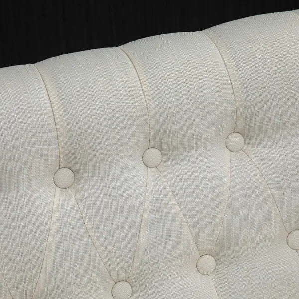 Fabric Loveseat Cream White Armless with Button Tufted Design and Wood Legs - product image 7