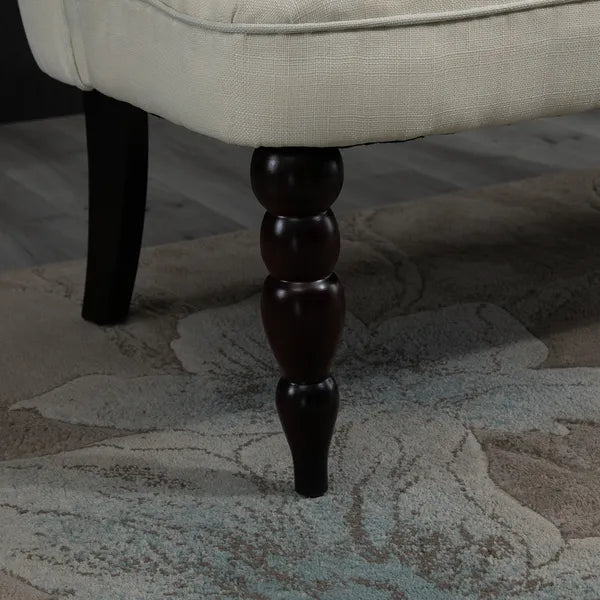 Fabric Loveseat Cream White Armless with Button Tufted Design and Wood Legs - product image 9