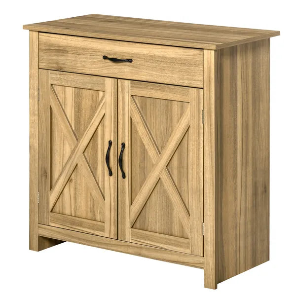 Farmhouse Buffet Cabinet Barn Door Style Sideboard for Kitchen Living Room Entryway Natural Wood Effect - product image 11