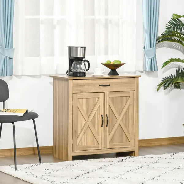 Farmhouse Buffet Cabinet Barn Door Style Sideboard for Kitchen Living Room Entryway Natural Wood Effect - product image 10