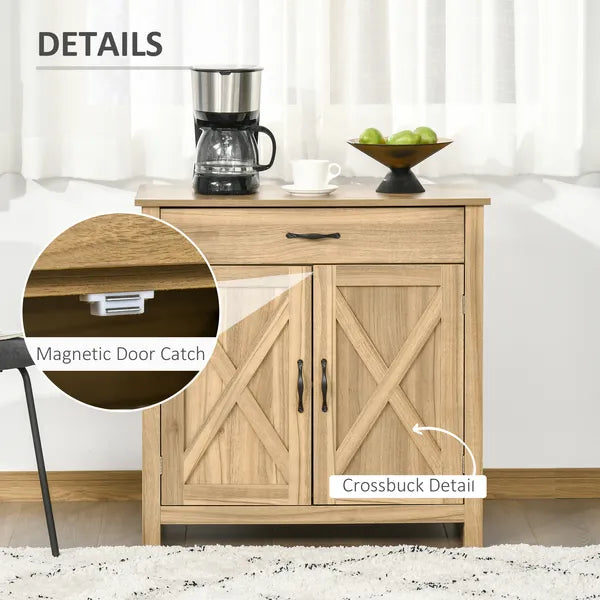 Farmhouse Buffet Cabinet Barn Door Style Sideboard for Kitchen Living Room Entryway Natural Wood Effect - product image 7