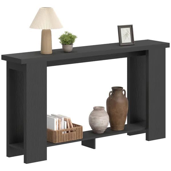 Farmhouse Console Table, 63 Inch Narrow Entryway Table with Thickened Tabletop for Living Room, Hallway, Distressed Black - product image 11
