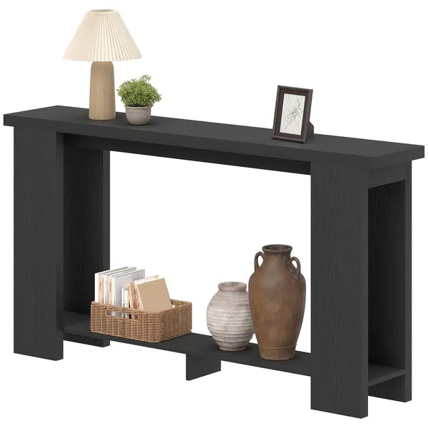Farmhouse Console Table, 63 Inch Narrow Entryway Table with Thickened Tabletop for Living Room, Hallway, Distressed Black - product image 1