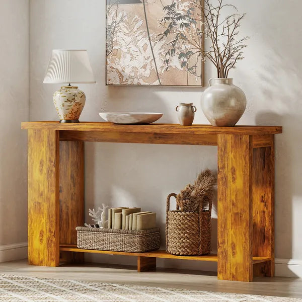 Farmhouse Console Table, 63 Inch Narrow Entryway Table with Thickened Tabletop for Living Room, Hallway, Distressed Brown - product image 10