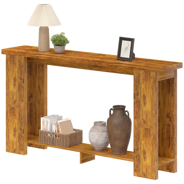 Farmhouse Console Table, 63 Inch Narrow Entryway Table with Thickened Tabletop for Living Room, Hallway, Distressed Brown - product image 1