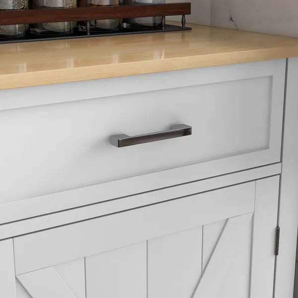 Farmhouse Kitchen Island Cart with Drop Leaf Breakfast Bar, 2 Drawers, Adjustable Shelves, White Wood - product image 9