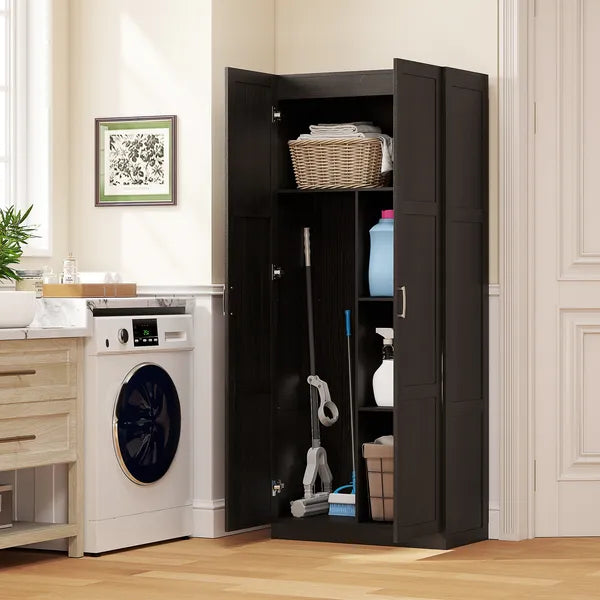 Farmhouse Pantry Cabinet, 71" Tall Kitchen Pantry Storage Cabinet with Soft-Close Hinges, Adjustable Shelves, Dark Brown - product image 8