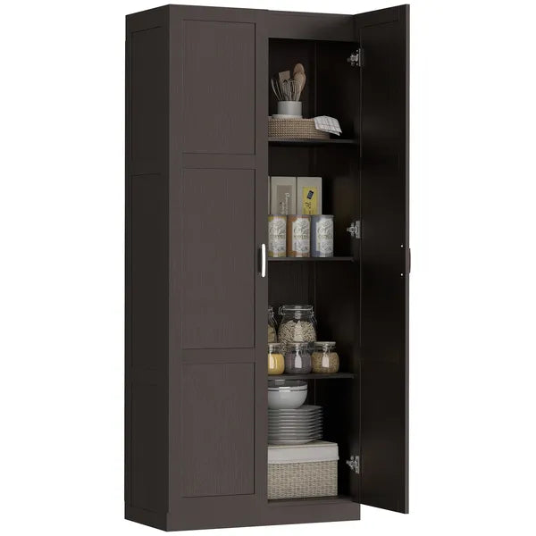 Farmhouse Pantry Cabinet, 71" Tall Kitchen Pantry Storage Cabinet with Soft-Close Hinges, Adjustable Shelves, Dark Brown - product image 1