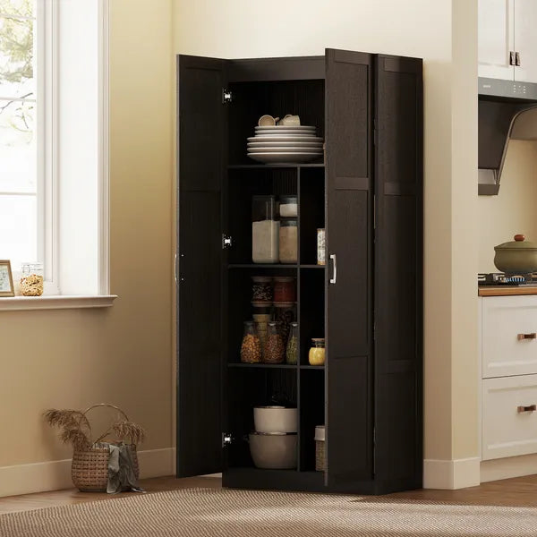 Farmhouse Pantry Cabinet, 71" Tall Kitchen Pantry Storage Cabinet with Soft-Close Hinges, Adjustable Shelves, Dark Brown - product image 9