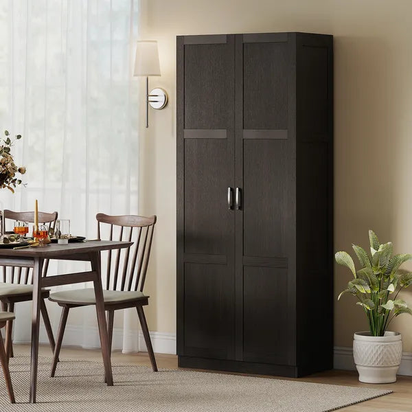 Farmhouse Pantry Cabinet, 71" Tall Kitchen Pantry Storage Cabinet with Soft-Close Hinges, Adjustable Shelves, Dark Brown - product image 10