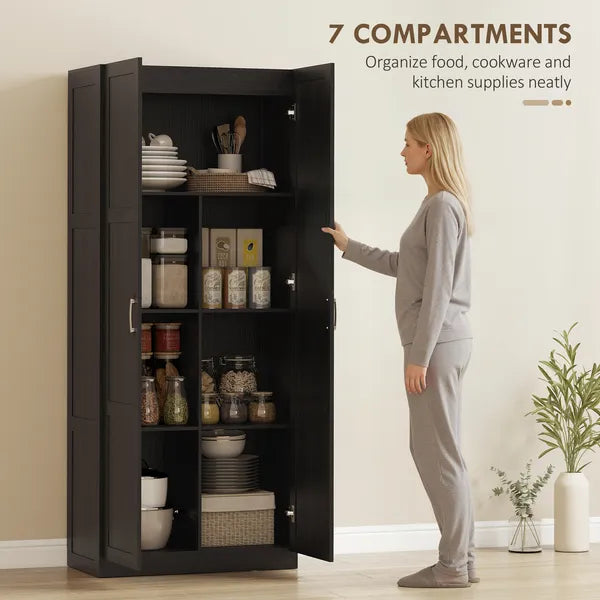 Farmhouse Pantry Cabinet, 71" Tall Kitchen Pantry Storage Cabinet with Soft-Close Hinges, Adjustable Shelves, Dark Brown - product image 4