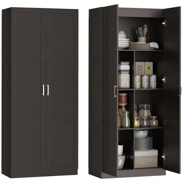 Farmhouse Pantry Cabinet, 71" Tall Kitchen Pantry Storage Cabinet with Soft-Close Hinges, Adjustable Shelves, Dark Brown - product image 11