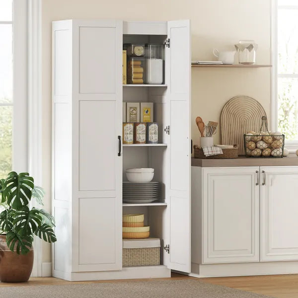 HOMCOM Farmhouse Pantry Cabinet, 71 Inch Tall Kitchen Pantry Storage Cabinet with Soft-Close Hinges, Adjustable Shelves, White - product image 2