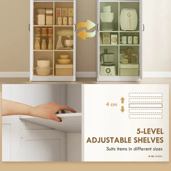 HOMCOM Farmhouse Pantry Cabinet, 71 Inch Tall Kitchen Pantry Storage Cabinet with Soft-Close Hinges, Adjustable Shelves, White - product image 5