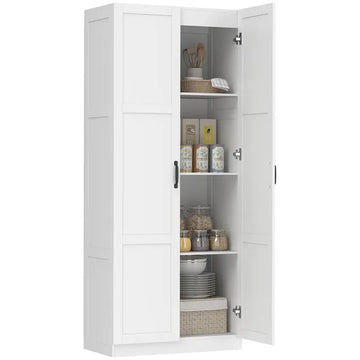 HOMCOM Farmhouse Pantry Cabinet, 71 Inch Tall Kitchen Pantry Storage Cabinet with Soft-Close Hinges, Adjustable Shelves, White - product image 1